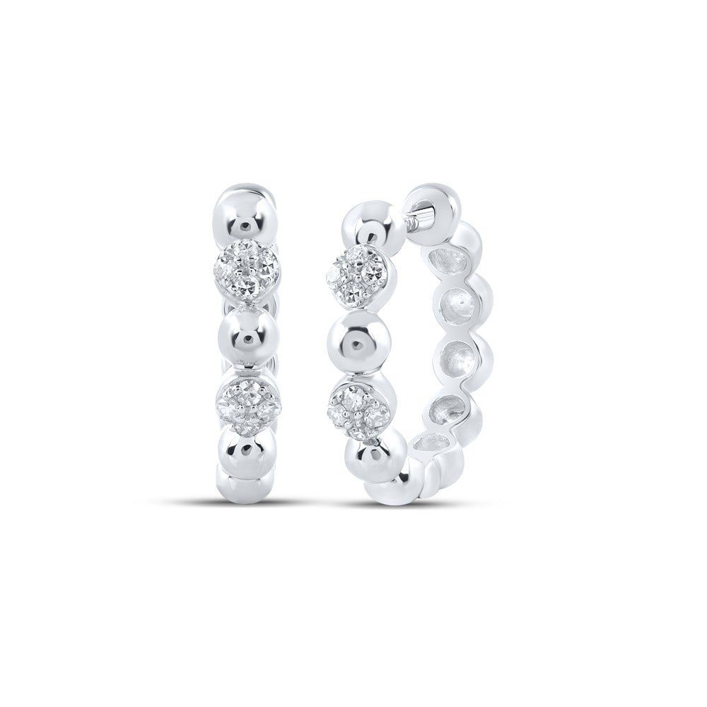 10K White Gold 1/10 CTW-Natural Diamond Hoops Earring 2.35 Gram
