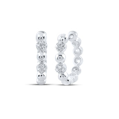 10K White Gold 1/10 CTW-Natural Diamond Hoops Earring 2.35 Gram