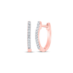 10K Rose Gold 1/12 CTW-Natural Diamond Hoops Earring 0.96 Gram