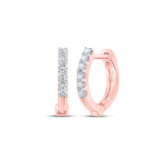 10K Rose Gold 1/10 CTW-Natural Diamond Hoops Earring 0.97 Gram