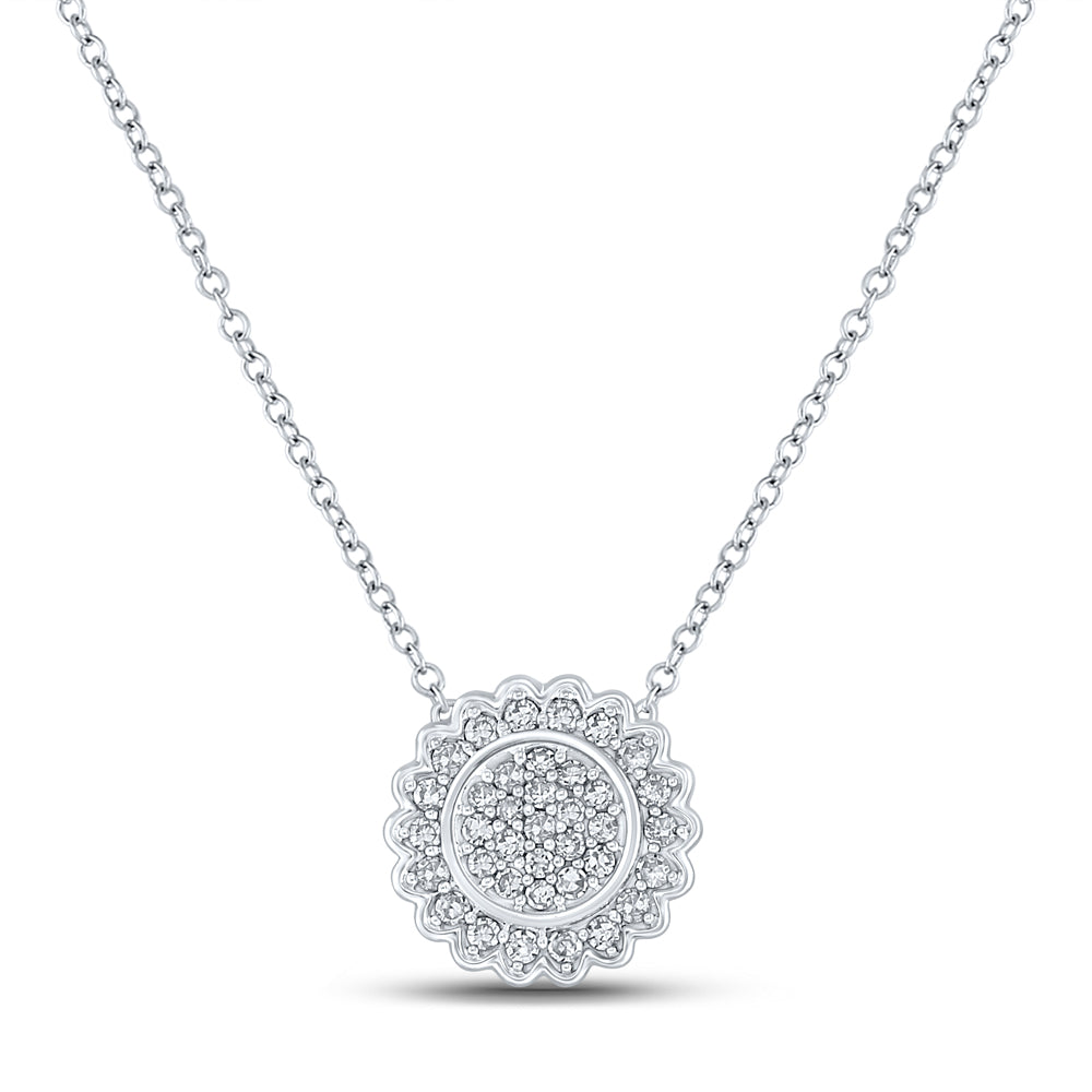 10K White Gold 1/5 CTW-Natural Diamond Gift Round Necklace 1.33 Gram