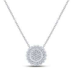 10K White Gold 1/5 CTW-Natural Diamond Gift Round Necklace 1.33 Gram