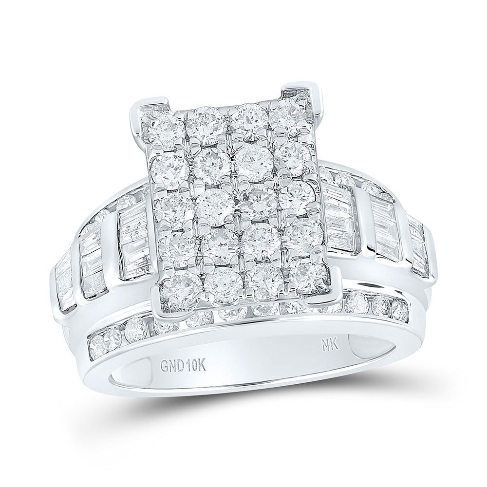 10K White Gold 2 CTW-Natural Diamond Fashion Emerald Ring 7.59 Gram