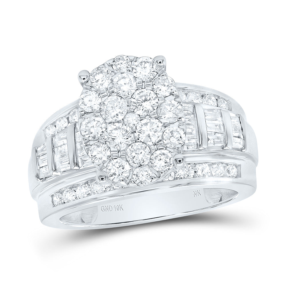 10K White Gold 2 CTW-Natural Diamond Fashion Oval Ring 6.15 Gram