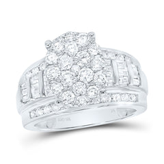 10K White Gold 2 CTW-Natural Diamond Fashion Oval Ring 6.15 Gram