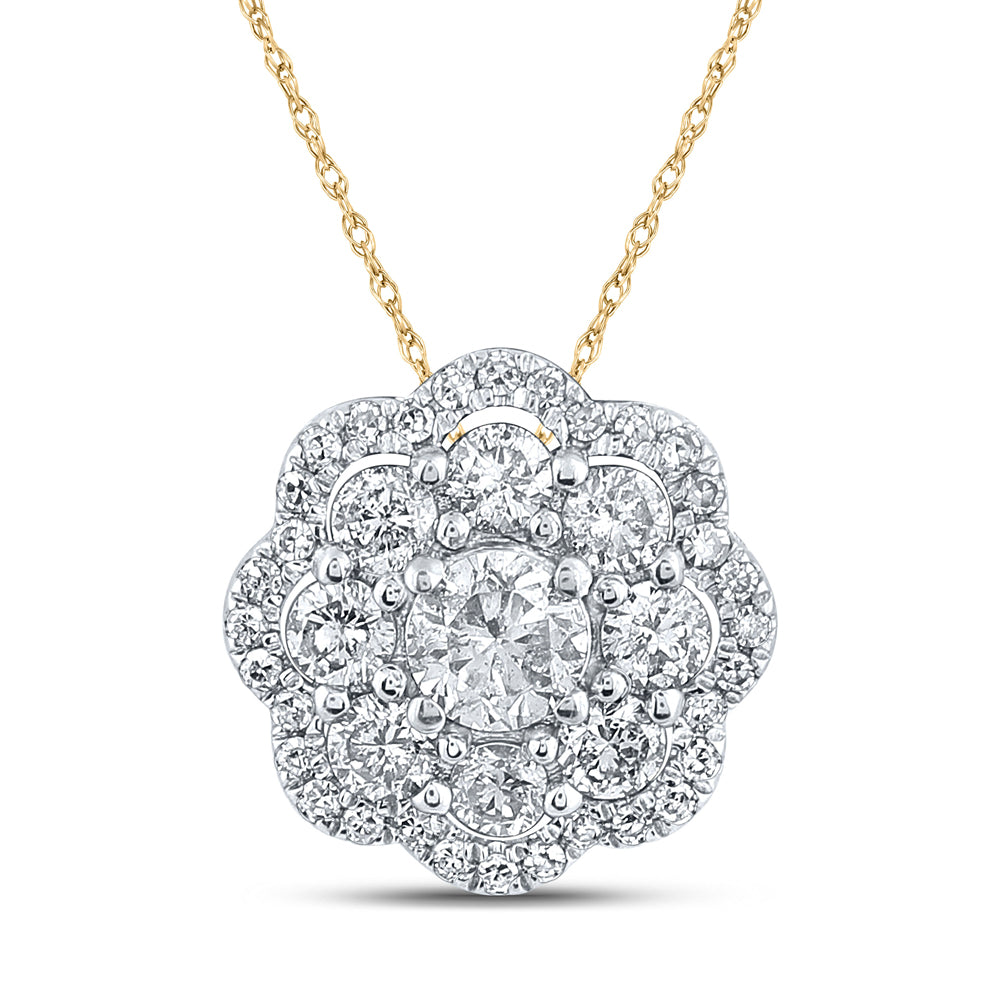 1/2CTW-DIA NK FLOWER PENDANT
