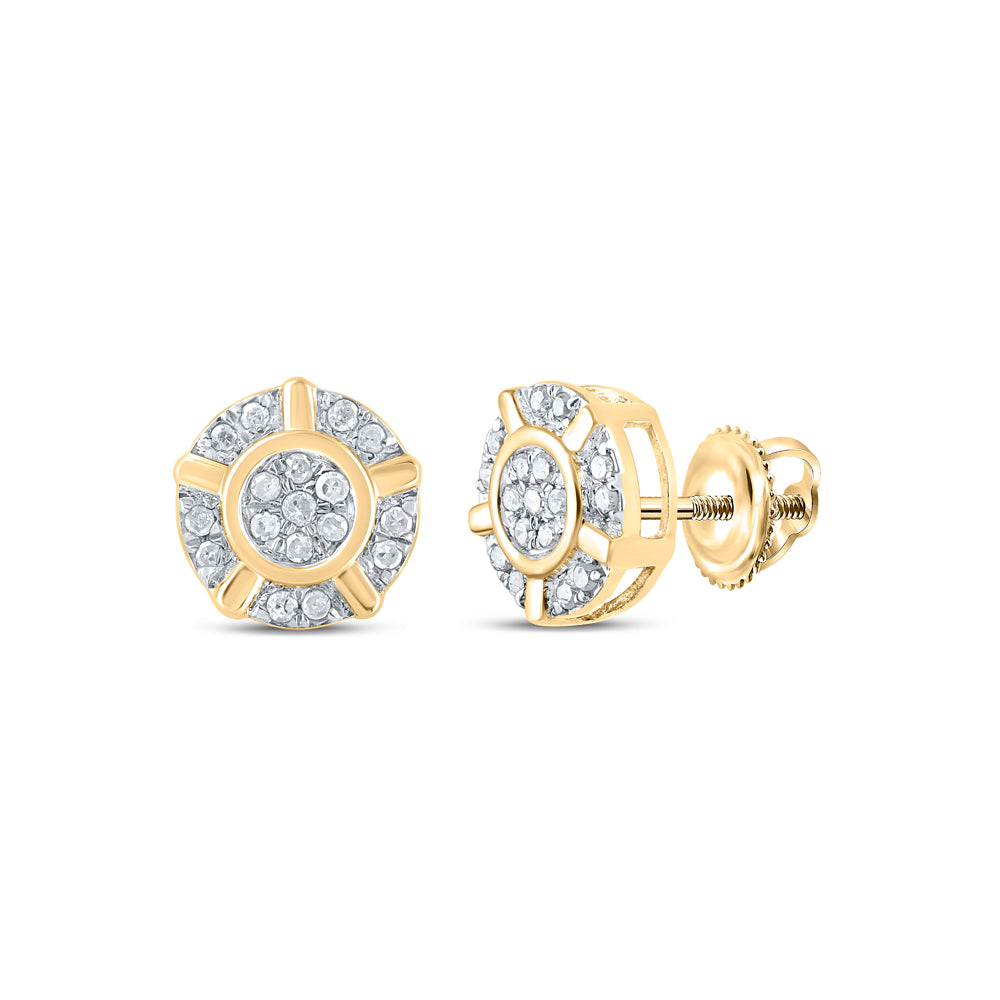 10K Yellow Gold 1/10 CTW-Natural Diamond Gift Round Earring 1.11 Gram