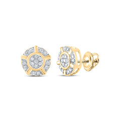 10K Yellow Gold 1/10 CTW-Natural Diamond Gift Round Earring 1.11 Gram