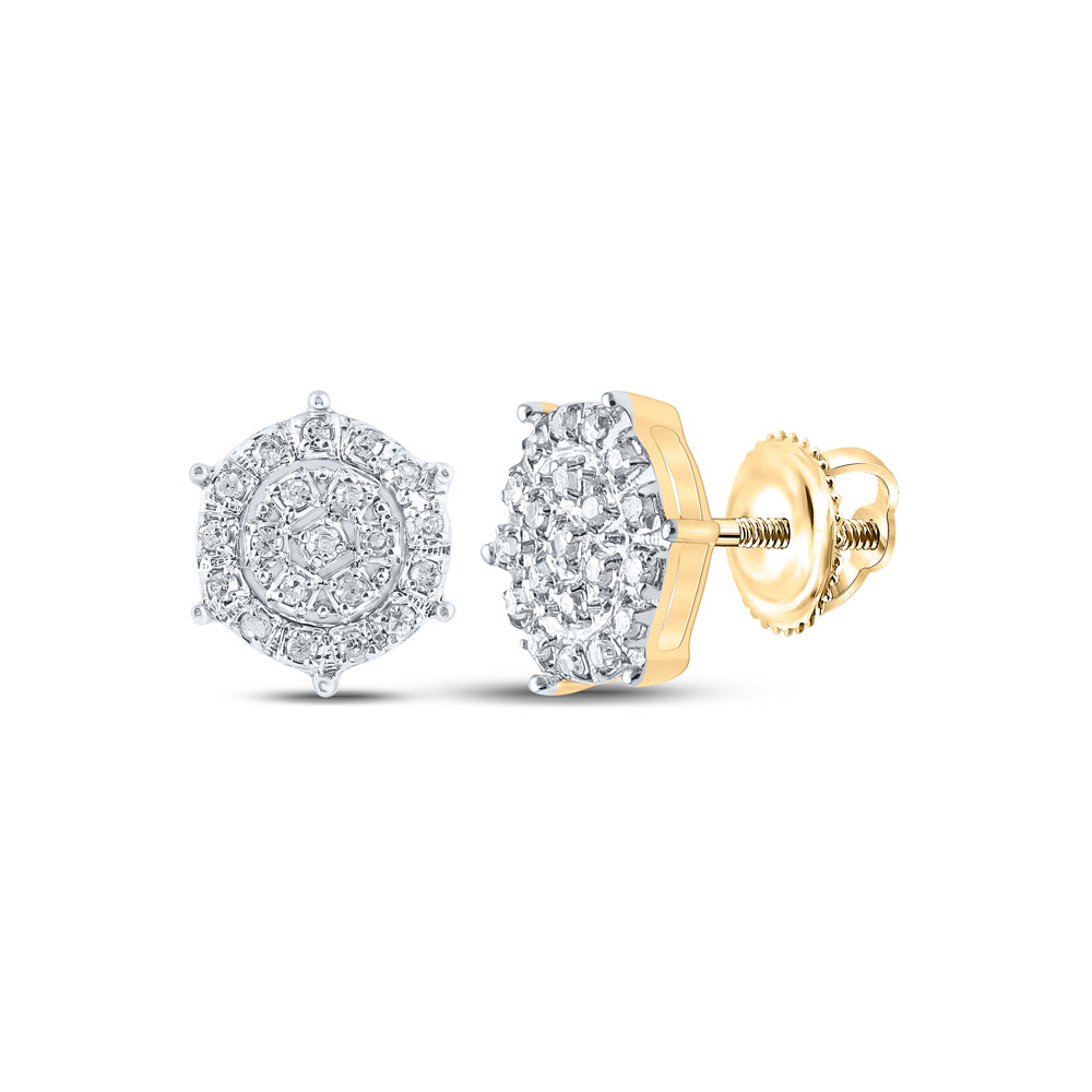 10K Yellow Gold 1/8 CTW-Natural Diamond Gift Round Earring 0.98 Gram
