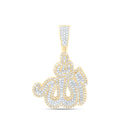 10K Yellow Gold 1 1/2 CTW-Natural Diamond Allah Mens Charm 8.04 Gram