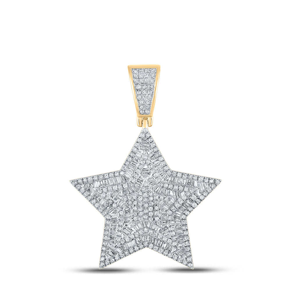 10K Yellow Gold 1 1/5 CTW-Natural Diamond P1P2 Star Mens Charm 7.69 Gram