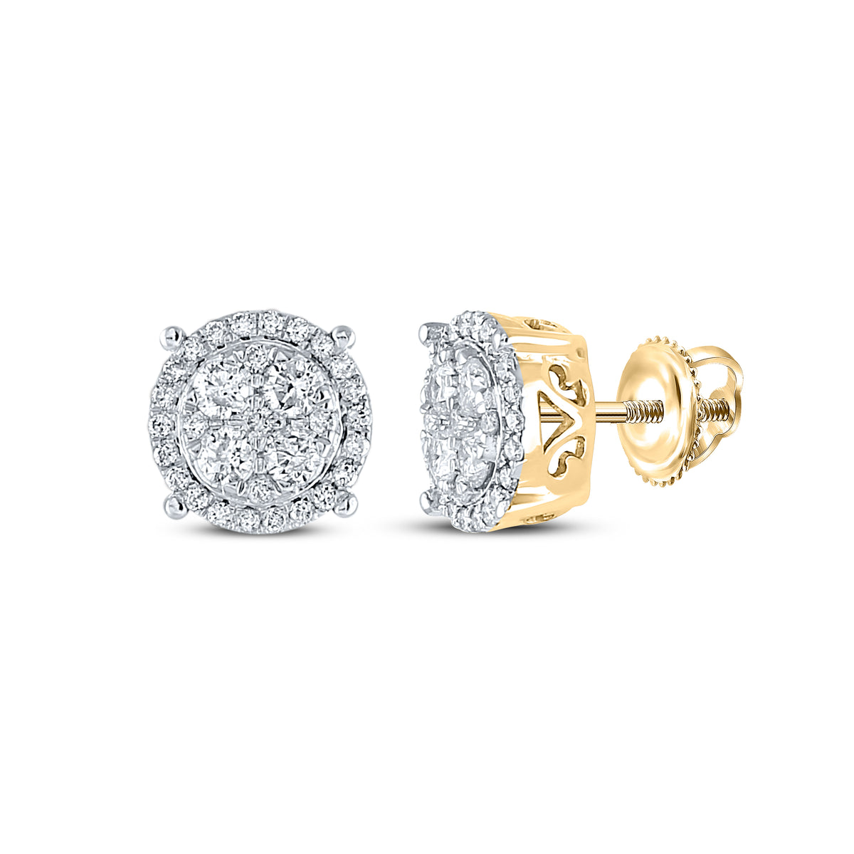 10K Yellow Gold 3/4 CTW-Natural Diamond Fashion Round Earring 2.3 Gram