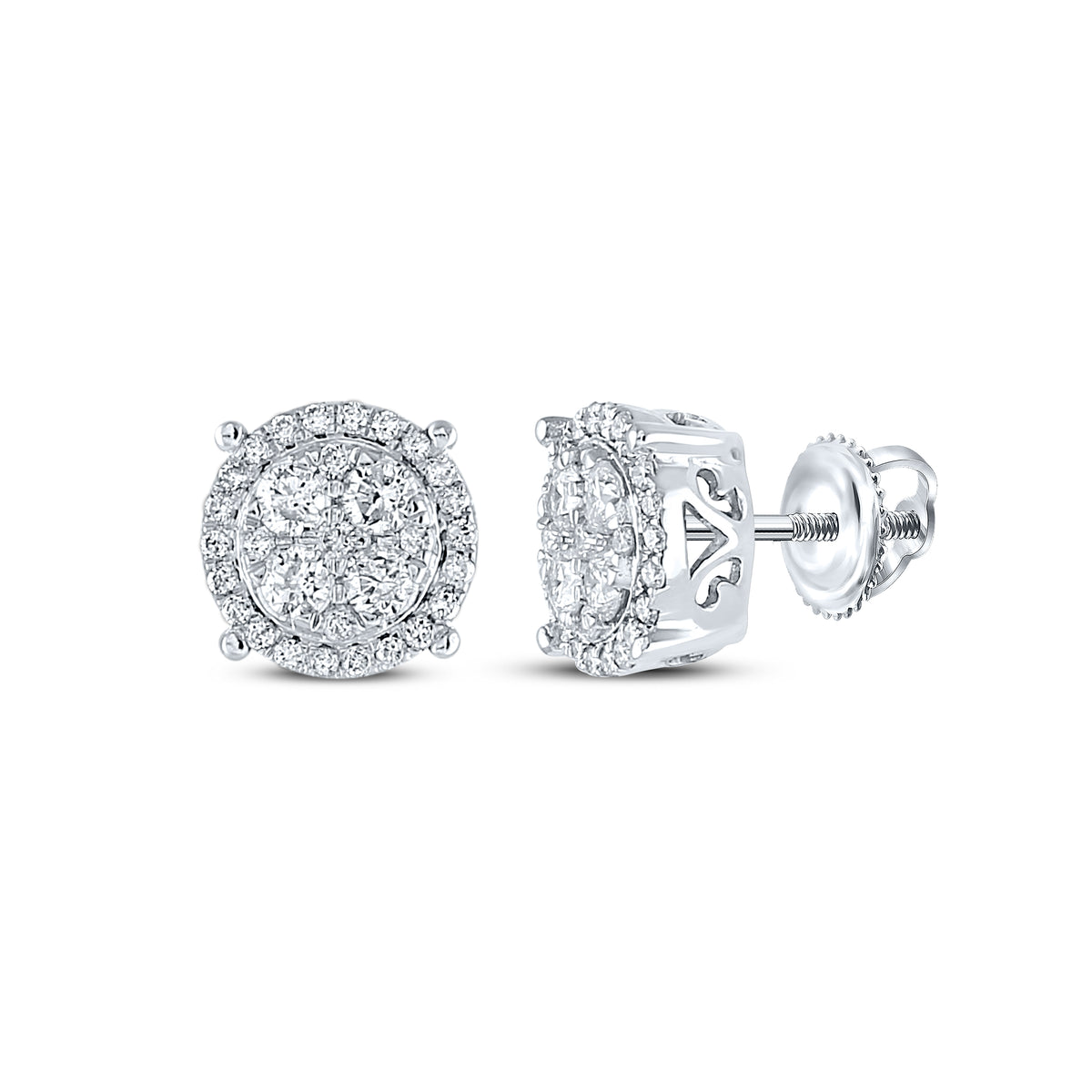 10K White Gold 3/4 CTW-Natural Diamond Fashion Round Earring 2.25 Gram