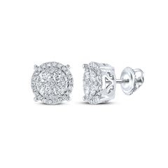 10K White Gold 3/4 CTW-Natural Diamond Fashion Round Earring 2.25 Gram