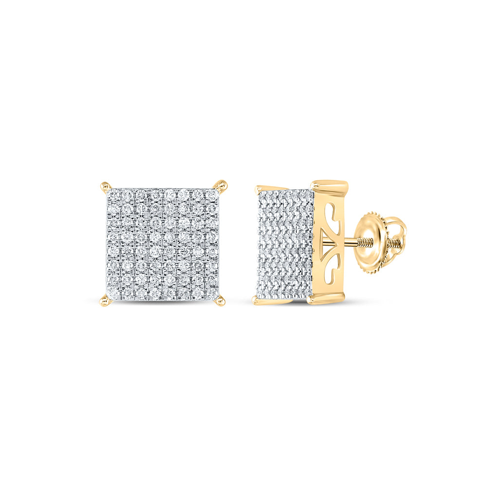 10K Yellow Gold 1 CTW-Natural Diamond Fashion Square Earring 3.89 Gram