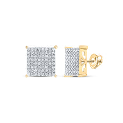 10K Yellow Gold 1 CTW-Natural Diamond Fashion Square Earring 3.89 Gram
