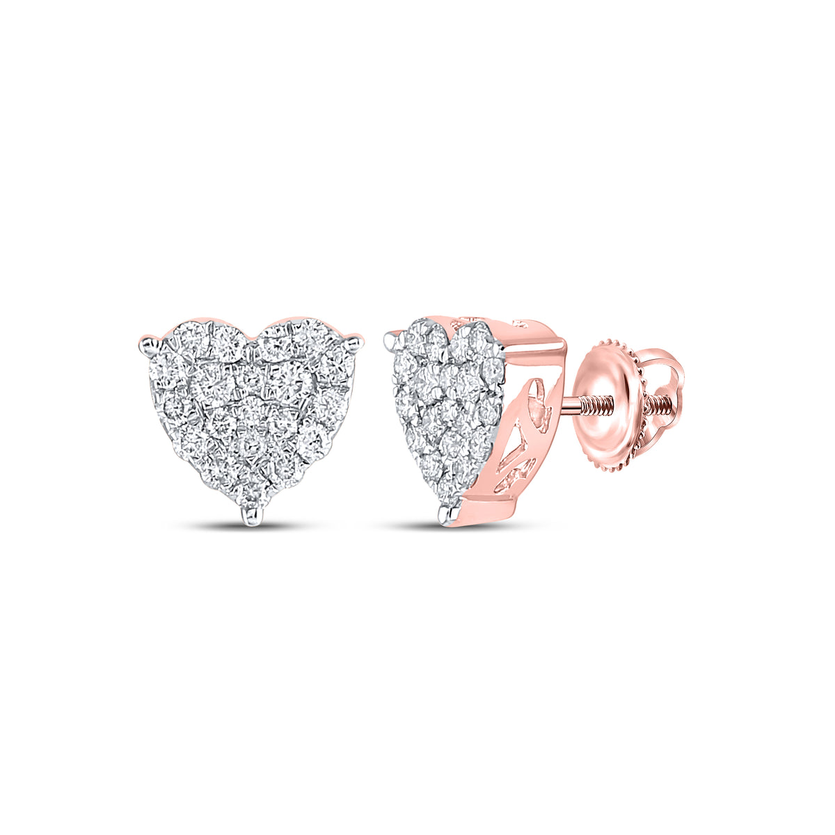 10K Rose Gold 3/4 CTW-Natural Diamond Fashion Heart Earring 2.52 Gram