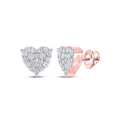10K Rose Gold 3/4 CTW-Natural Diamond Fashion Heart Earring 2.52 Gram