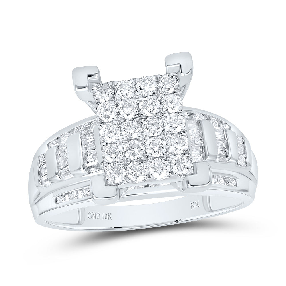 10K White Gold 7/8 CTW-Natural Diamond Fashion Emerald Ring 5.03 Gram