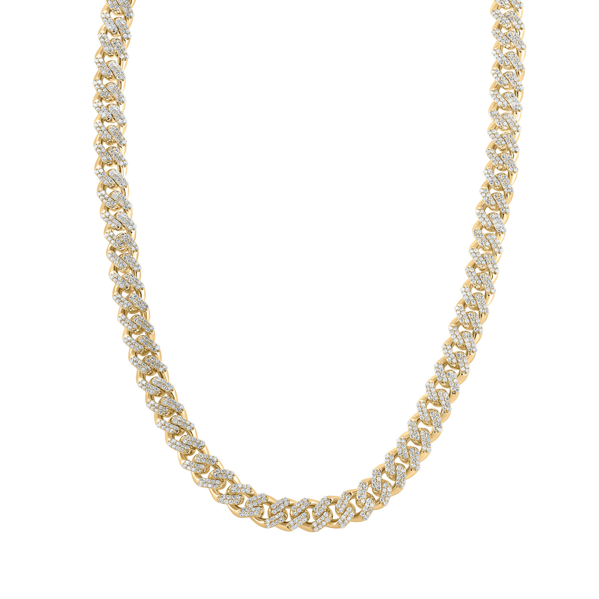 10K Yellow Gold 11 3/8 CTW-Natural Diamond (10MM) Cubain Mens Chain (20 Inch ) 92.62 Gram