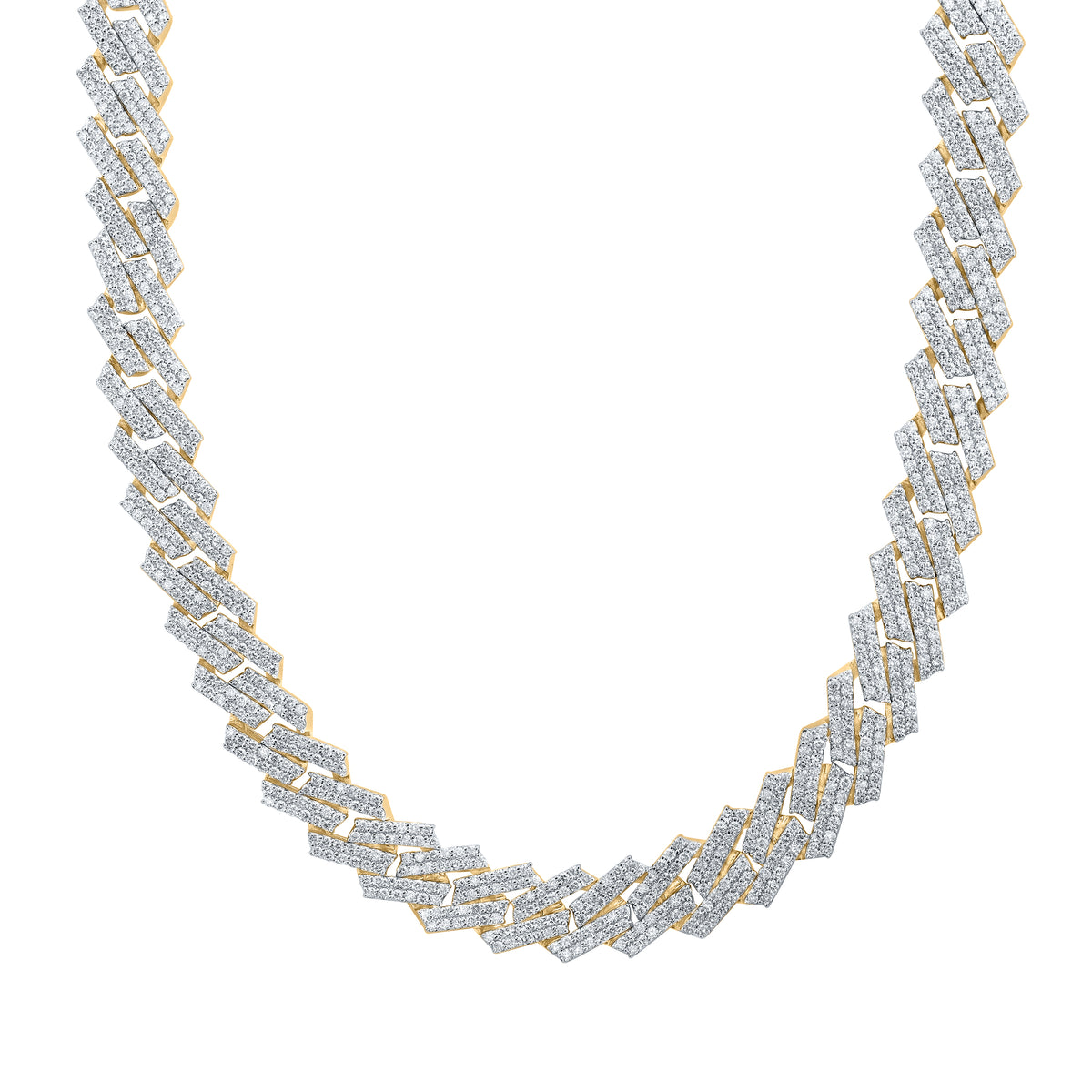10K Yellow Gold 21 3/4 CTW-Natural Diamond (13.80MM) Cuban Mens Chain(22 Inch ) 110.22 Gram