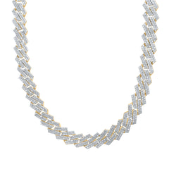 10K Yellow Gold 21 3/4 CTW-Natural Diamond (13.80MM) Cuban Mens Chain(22 Inch ) 110.22 Gram