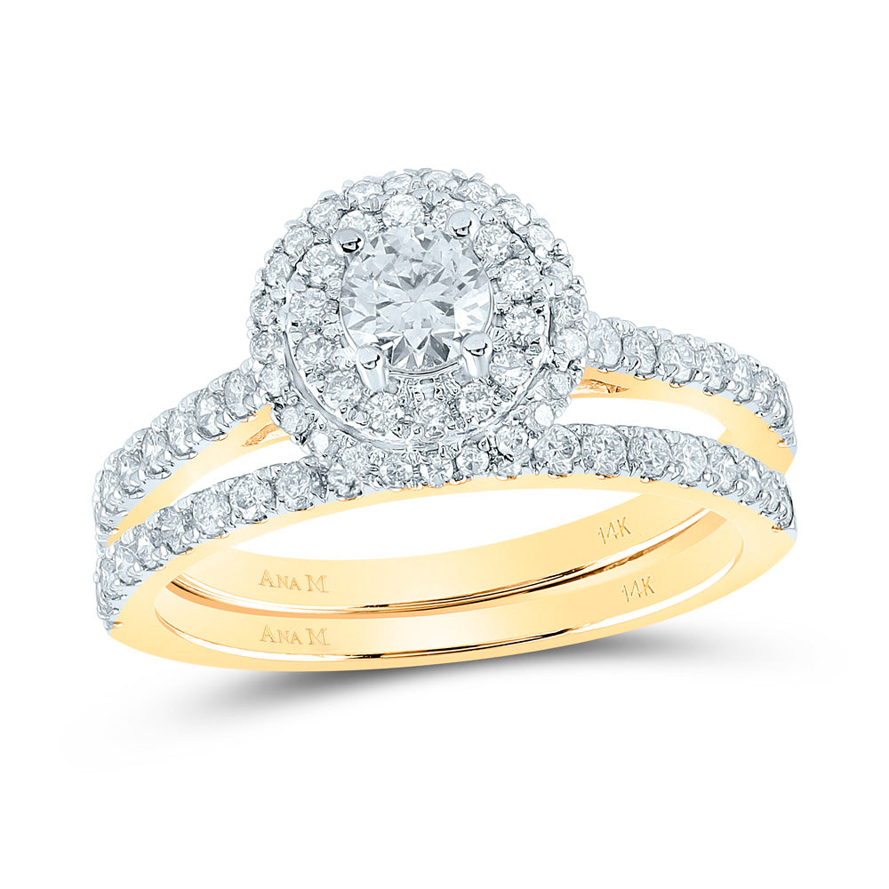 1CTW-DIA ANA M 1/3CT-CRD DOUBLE HALO BRIDAL SET RING