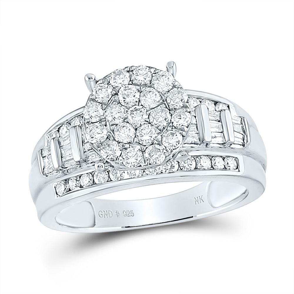 Sterling Silver 1 CTW-Natural Diamond Ring 3.72 Gram