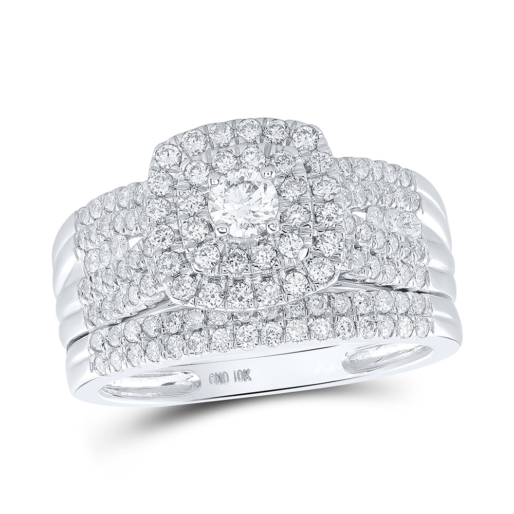 1CTW-DIA NK 1/5CT-CRD BLISS DOUBLE HALO  BRIDAL SET