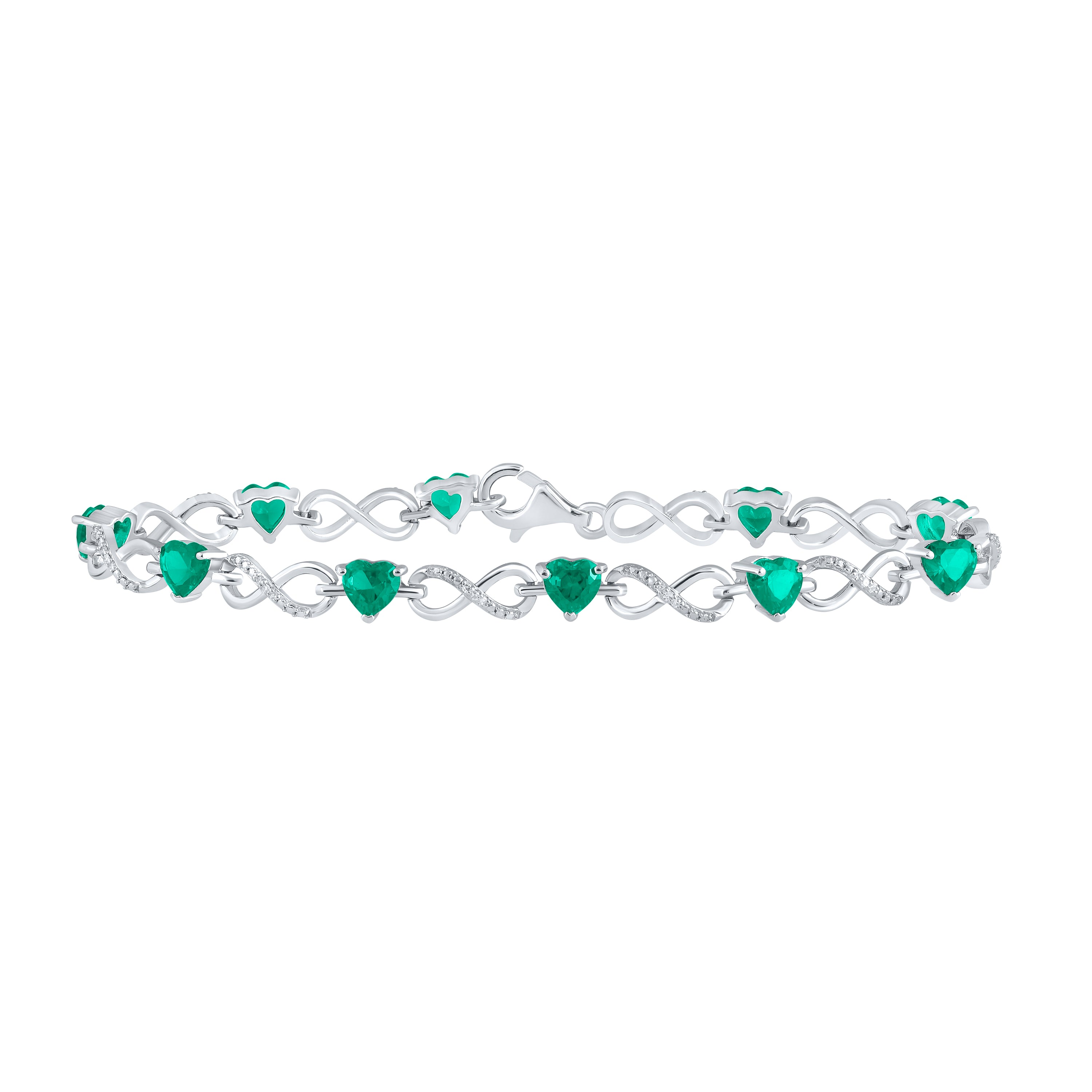 1/10CTW-DIA 7CT-EMERALD SYNTHETIC GEMSTONE BRACELET