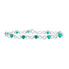 1/10CTW-DIA 7CT-EMERALD SYNTHETIC GEMSTONE BRACELET