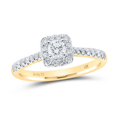 14K Yellow Gold 1/2 CTW-Natural Diamond 1/4 Ct-Crd Single Halo Engagement Ring 2.63 Gram