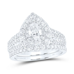2CTW-DIA ANA M 1/2CT-CPEAR BRIDAL SET 2 HALO