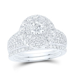 2CTW-DIA ANA M 1/2CT-CRD DUBLE HALO BRIDAL SET