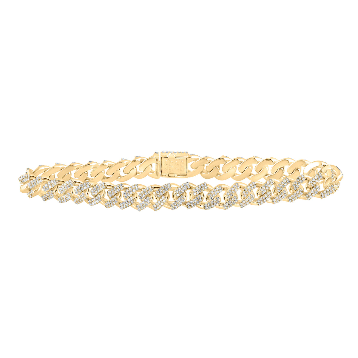 3 3/4CTW-DIA CN (8MM) CUBAN MENS BRACELET (8.50 INCH)