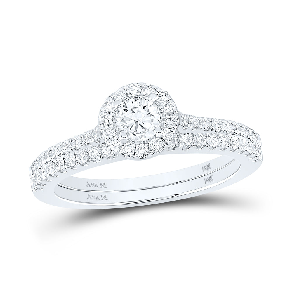 7/8CTW-DIA ANA M 1/3CT-CRD SINGLE HALO BRIDAL SETS