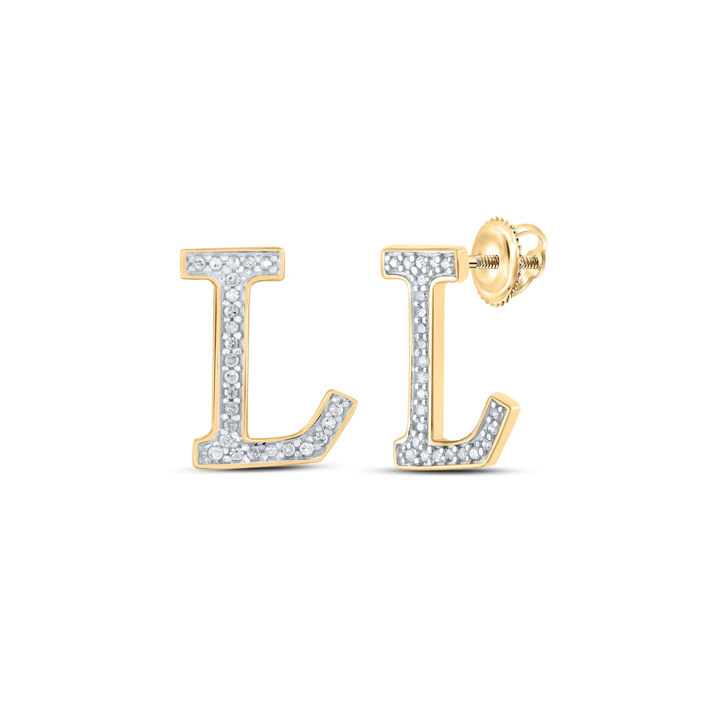 1/10CTW-DIA P1P2 INITIAL "L" GIFT EARRING