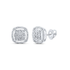 Sterling Silver 1/10 CTW-Natural Diamond Gift Cushion Earring 2.39 Gram