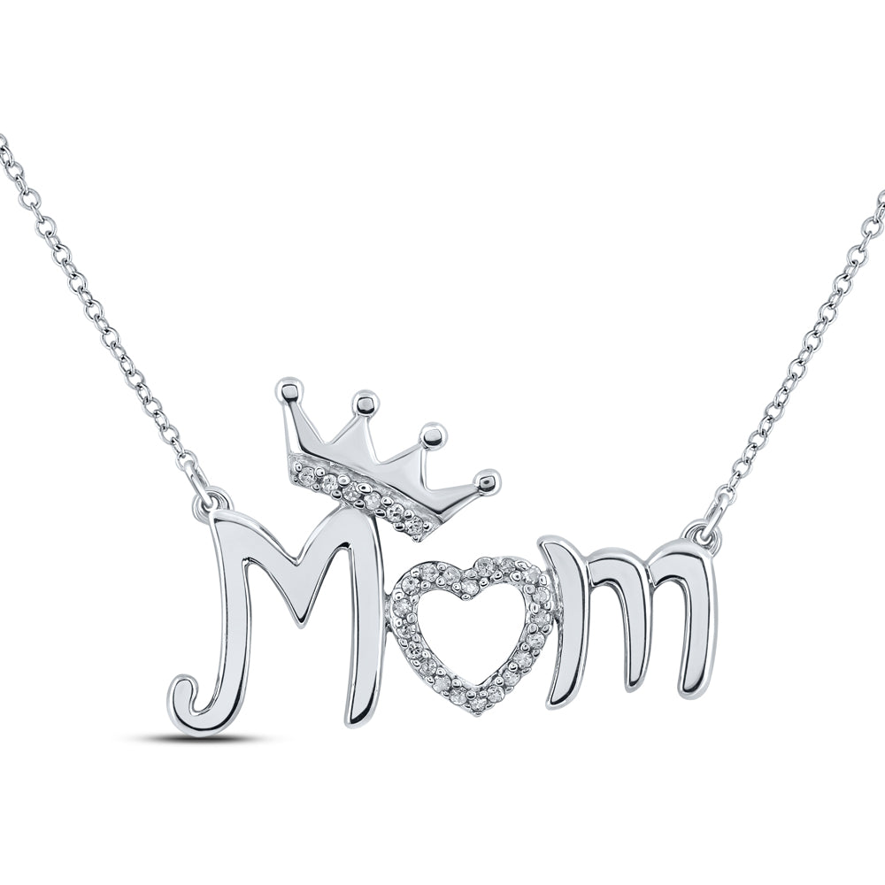 Sterling Silver 1/20 CTW-Natural Diamond Gift Mom Necklace 1.58 Gram
