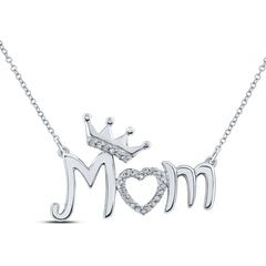 Sterling Silver 1/20 CTW-Natural Diamond Gift Mom Necklace 1.58 Gram