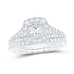 1CTW-DIA ANA M 1/3CT-CRD SINGLE HALO BRIDAL SET RING