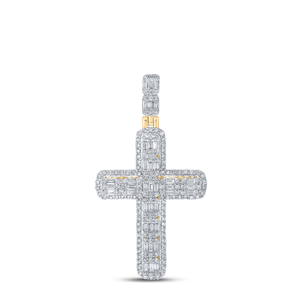 2 3/4CTW-DIA CN CROSS MENS CHARM