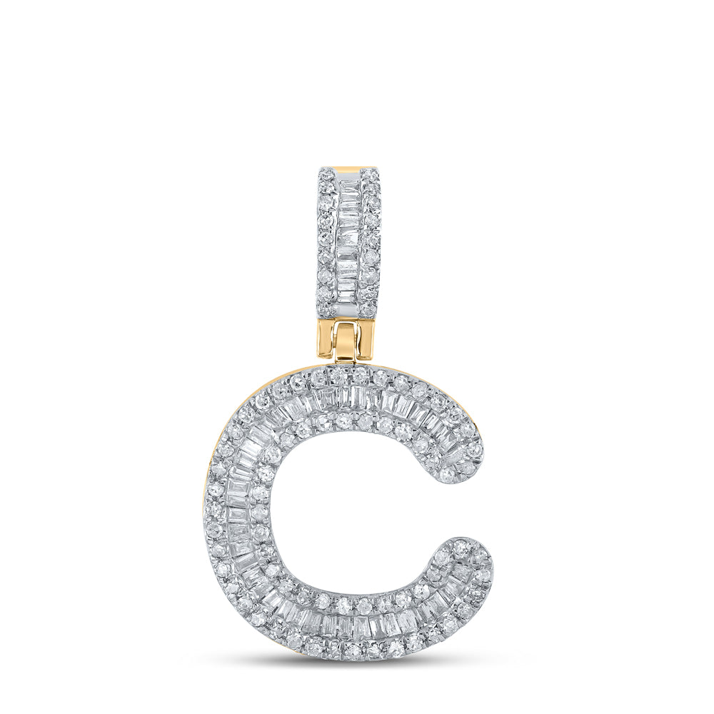 1/2CTW-DIA P1P2 MENS INITIAL "C" PENDANT