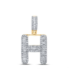 1/2CTW-DIA P1P2 MENS INITIAL "H" PENDANT