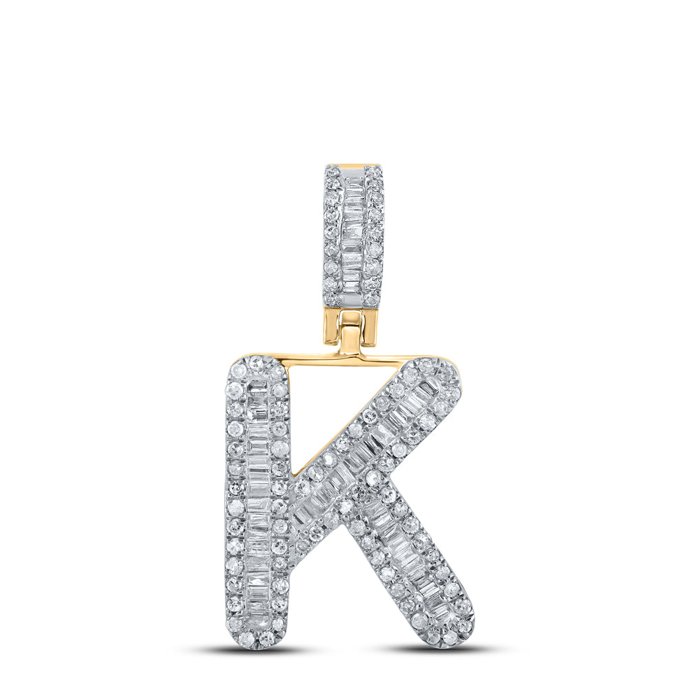 3/8CTW-DIA P1P2 MENS INITIAL "K" PENDANT