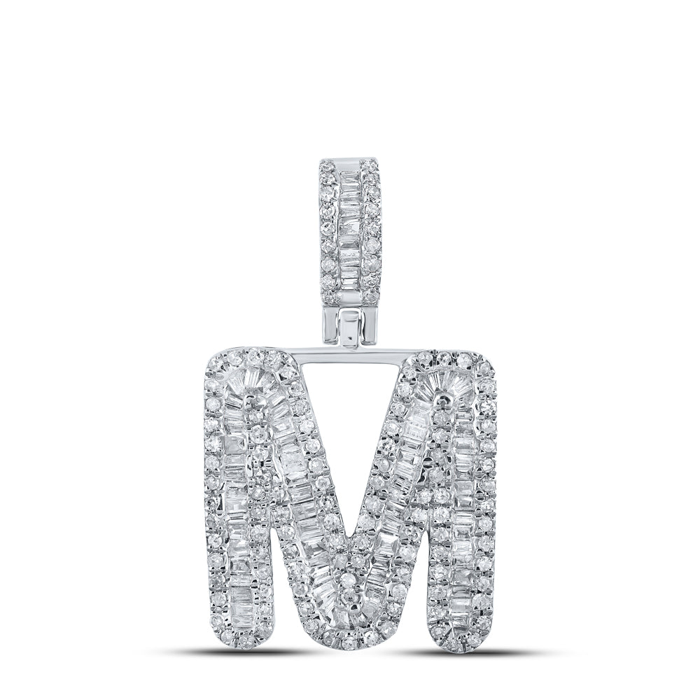 3/4CTW-DIA P1P2 MENS INITIAL "M" PENDANT