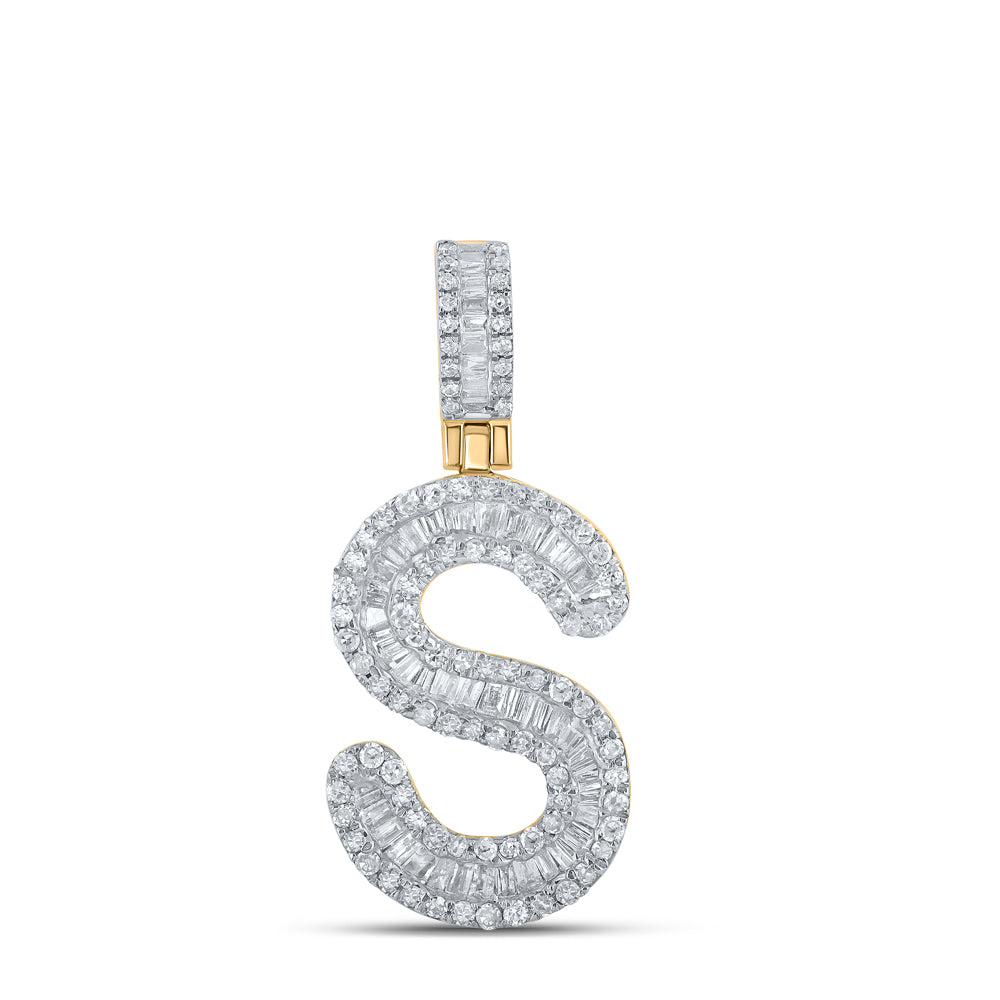 1/2CTW-DIA P1P2 MENS INITIAL "S" PENDANT