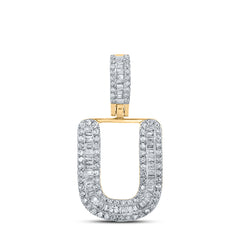 10K Yellow Gold 3/8 CTW-Natural Diamond Mens Initial "U" Pendant 2.01 Gram