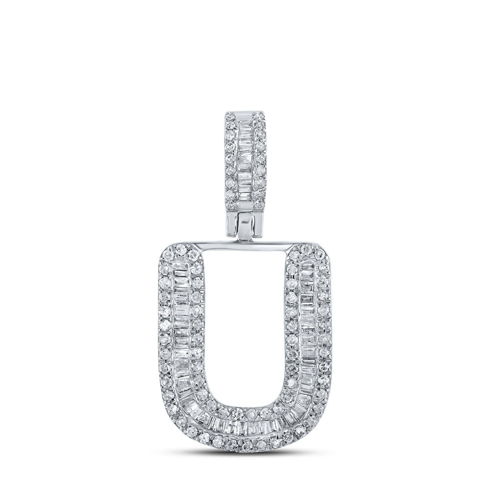 3/8CTW-DIA P1P2 MENS INITIAL "U" PENDANT