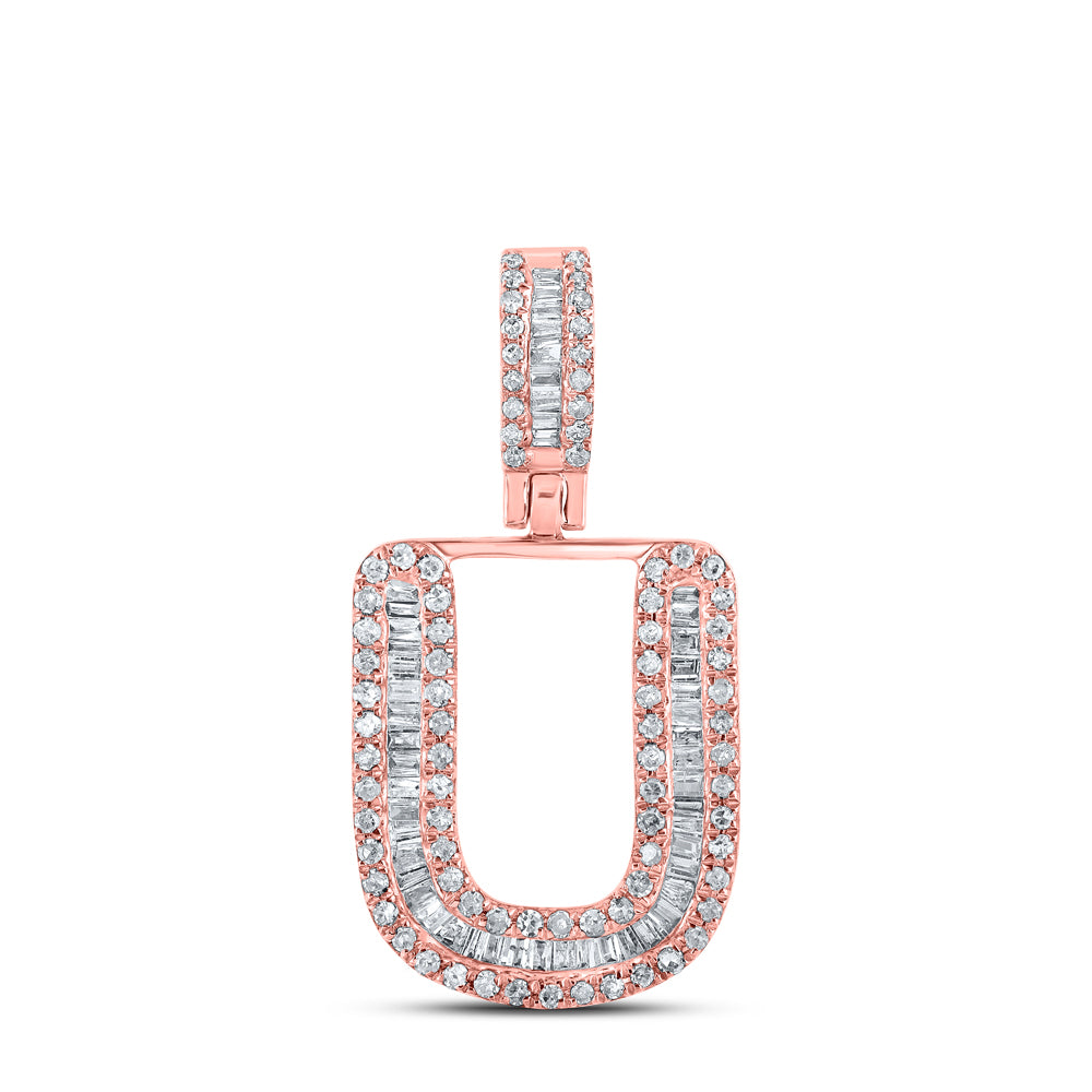 3/8CTW-DIA P1P2 MENS INITIAL "U" PENDANT